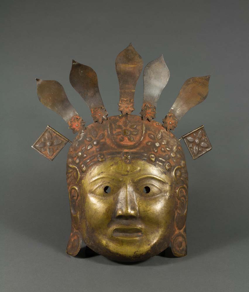 Newar brass dance mask of Indrayani